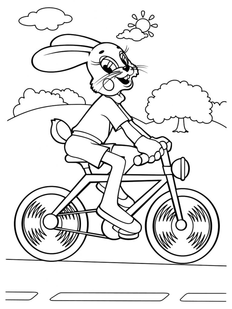 Eh bien, attendez un lapin sur un vélo