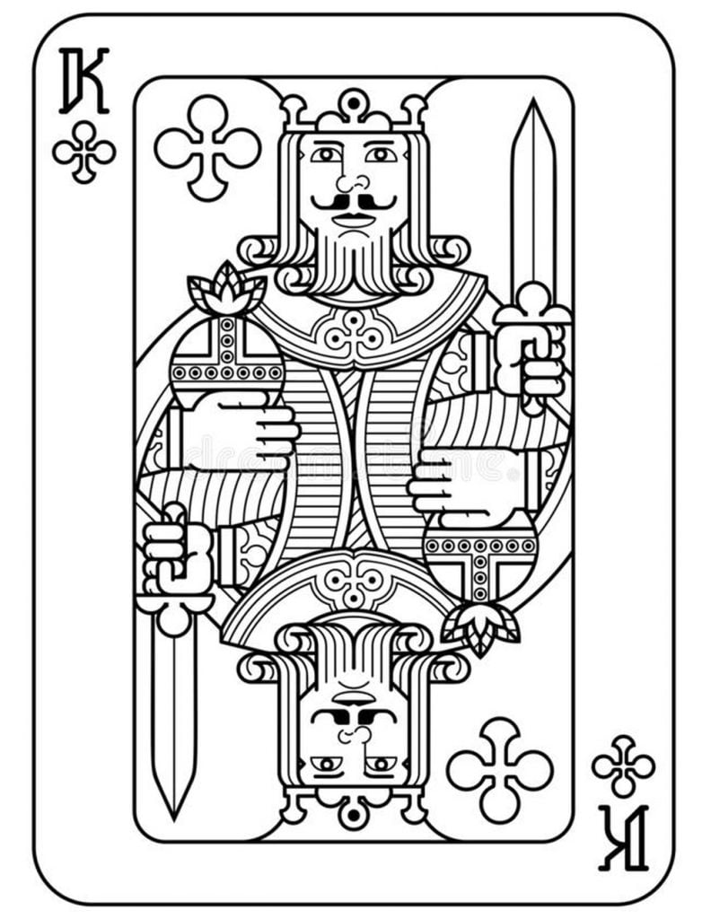 Karta Srdcový kráľ na vyfarbenie
