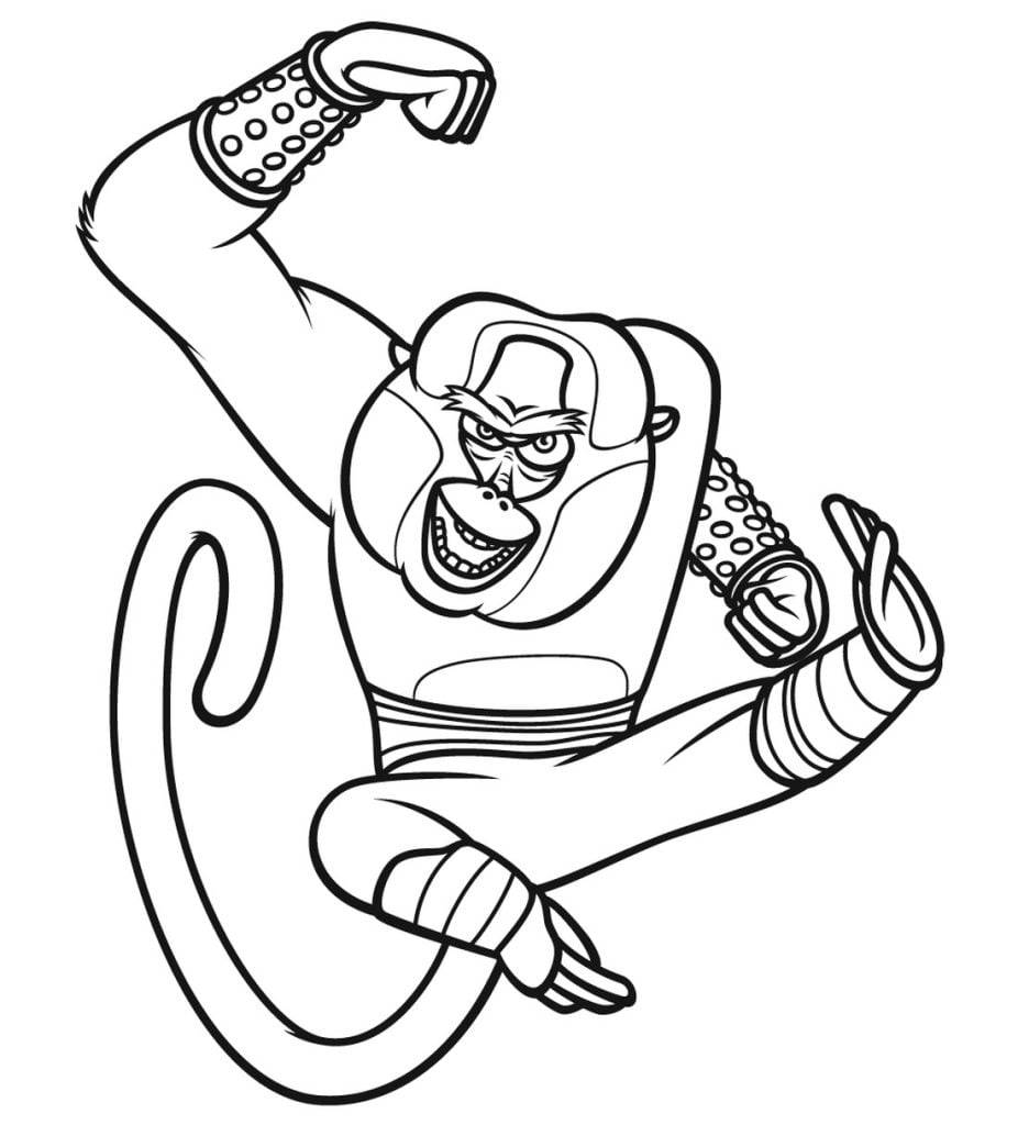 Desenho de Macaco Kun Fu para colorir