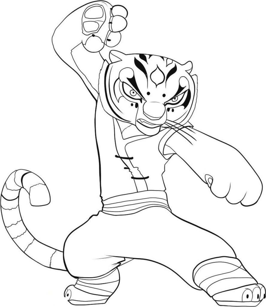 Kung fu tiger fargeleggingsside