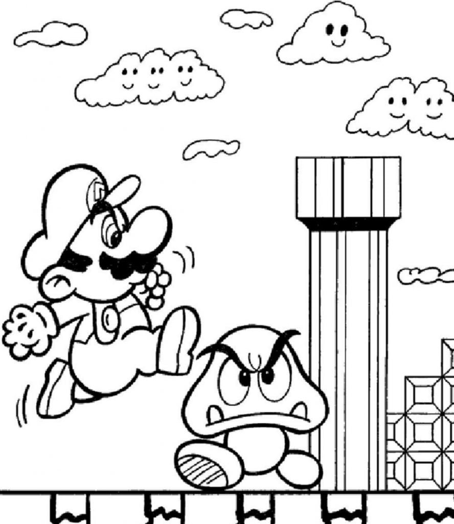 Mario bėga piešinys