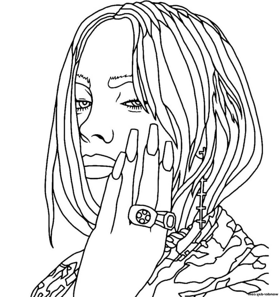 Desen de colorat Fata cu unghii lungi