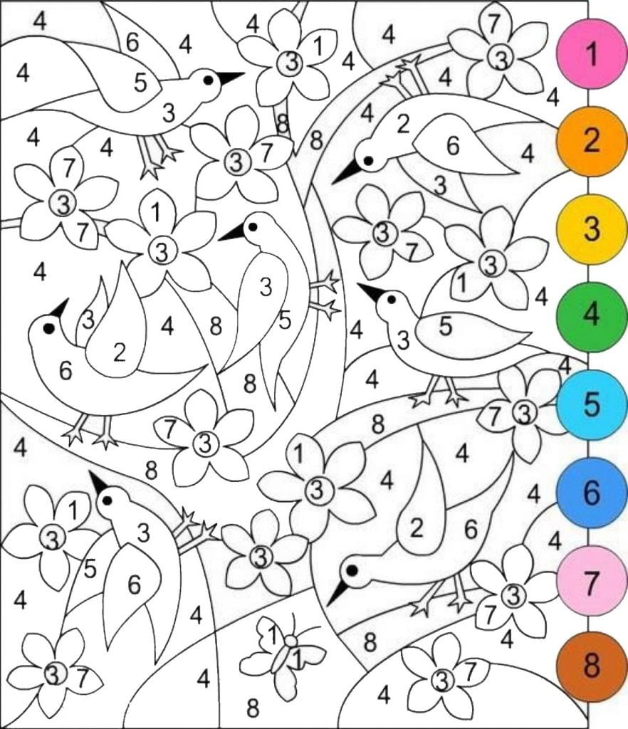 розмальовки птахів за номерами