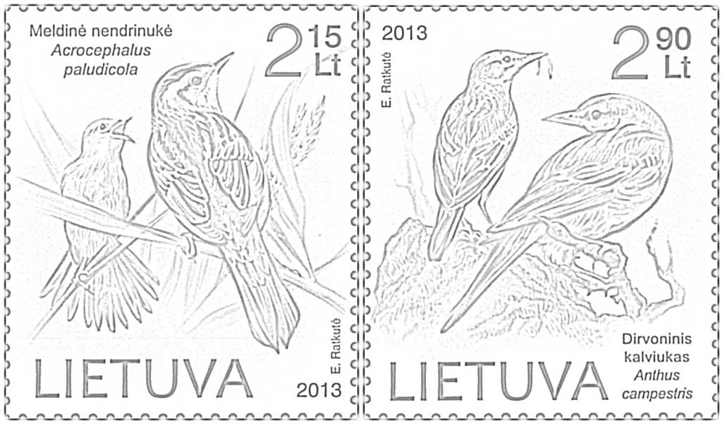 Poštová známka litovských vtákov