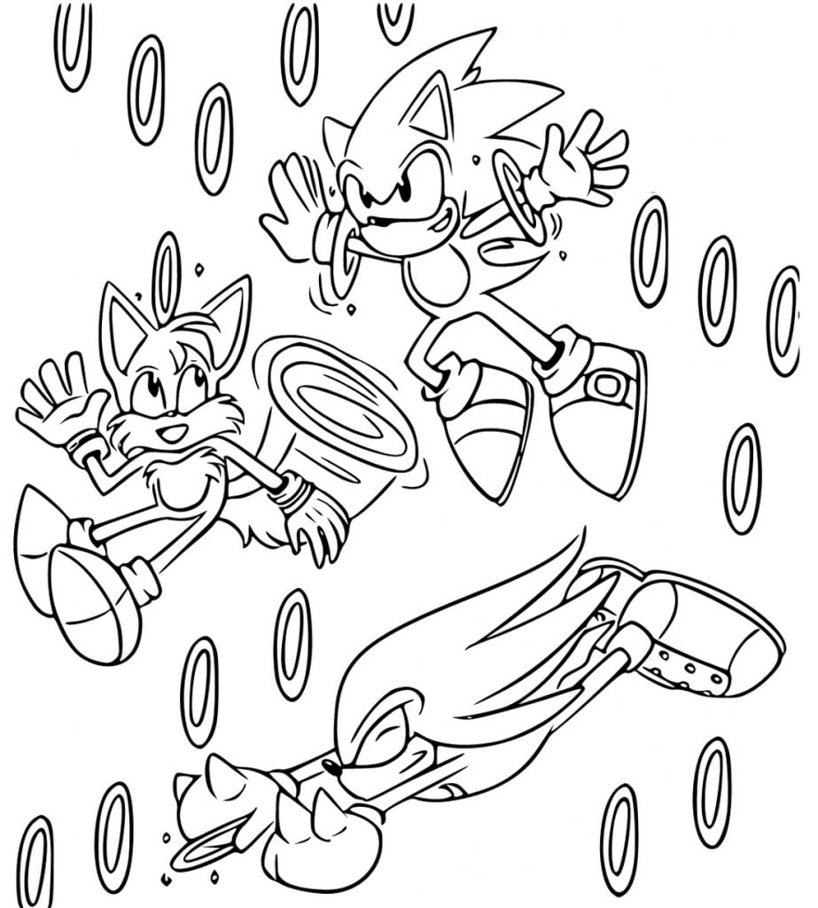 Sonic in obroči pobarvanka