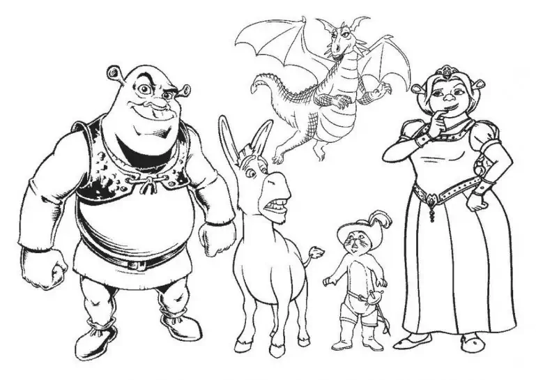 Shrek y sus amigos para colorear