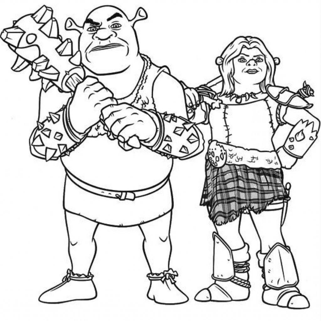 Shrek dhe gruaja e Goblins vizatime për ngjyrosje për fëmijë