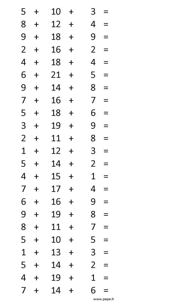 Matematikos sudėties užduotis antrokams