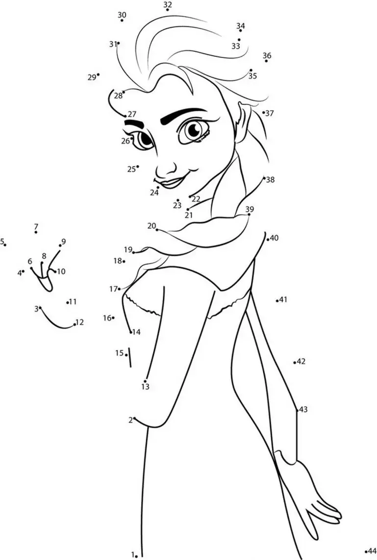 Elsa, 숫자 색칠 공부 사이의 점을 연결