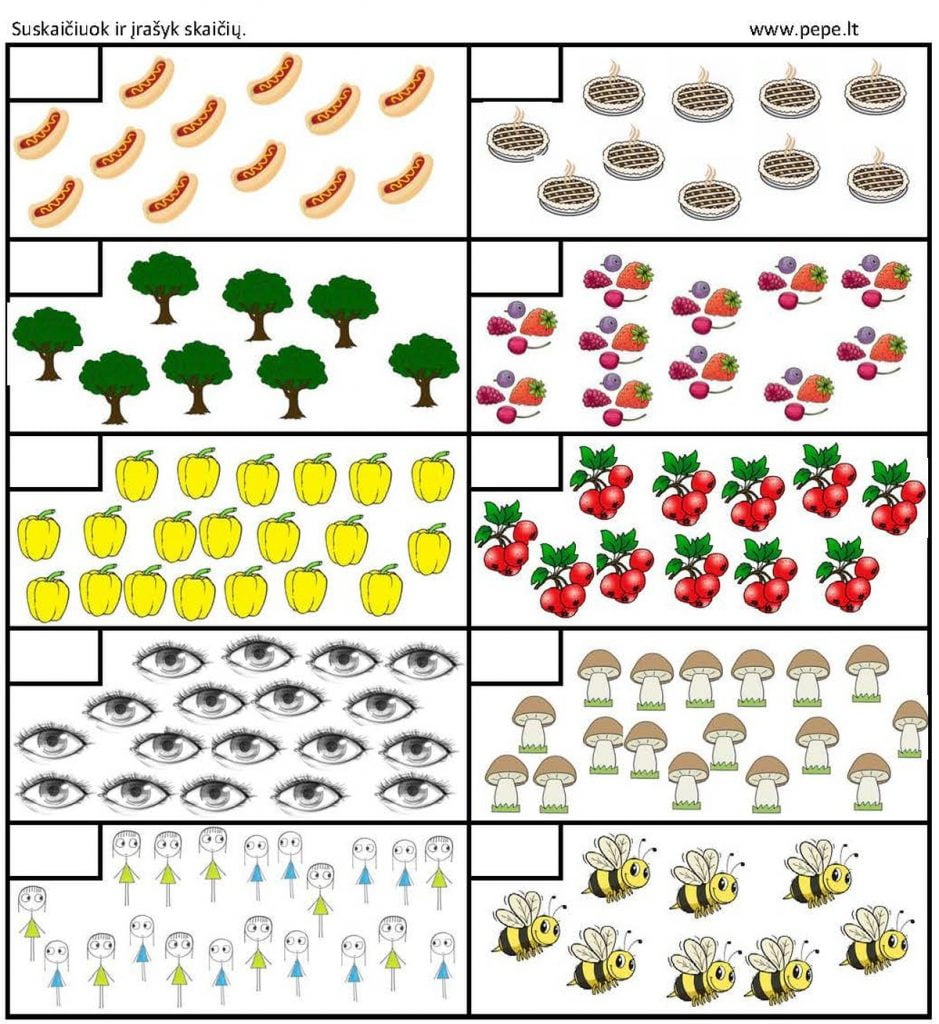 Composizione. Conta gli oggetti. Matematica per bambini di prima elementare