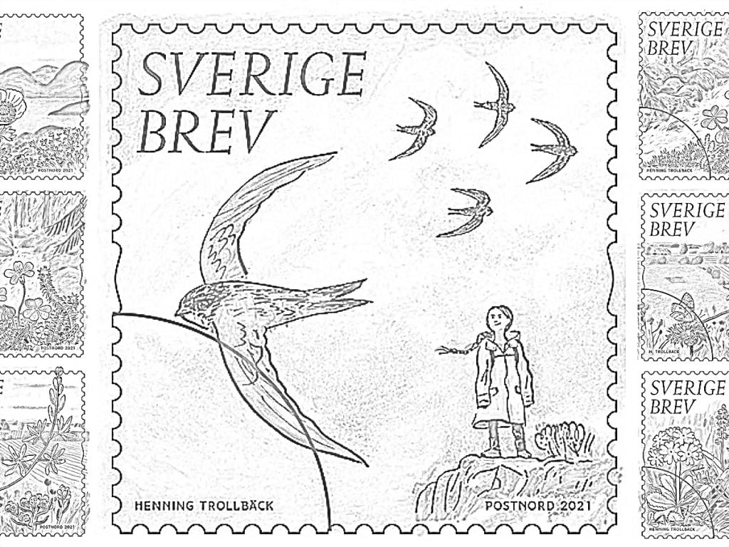 Sverige Brev pašto ženklas spalvinimui