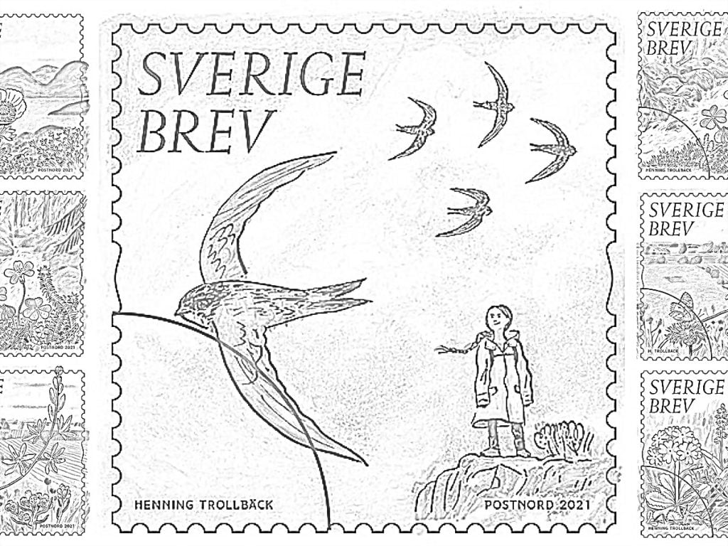 Timbro Sverige Brev per la colorazione