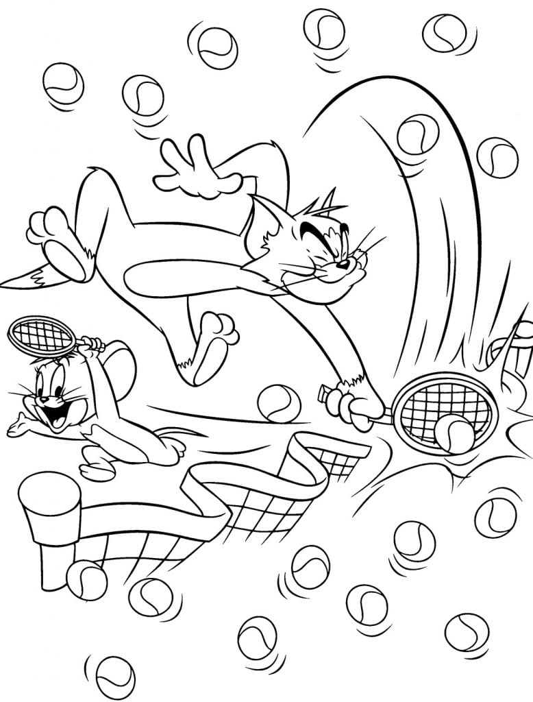 Tom and Jerry sedang menggambar tenis