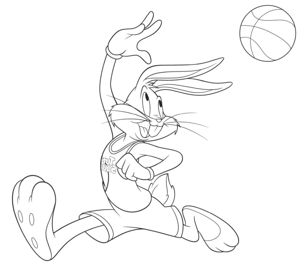 Het konijn speelt basketbal