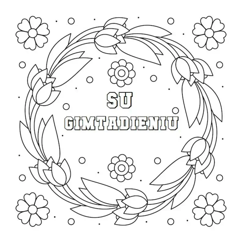 tarjeta para colorear y decir feliz cumpleaños