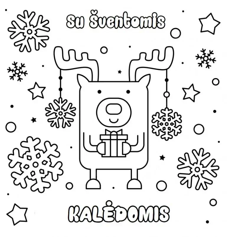 Postal para colorear con St. en Navidad
