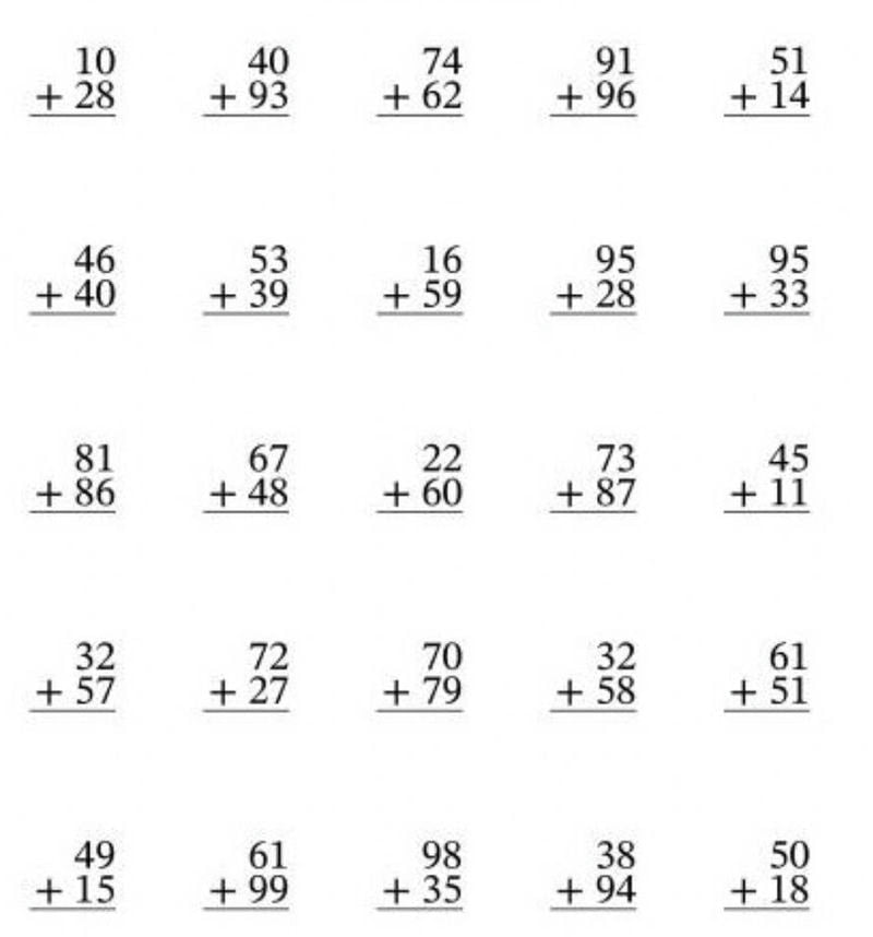 Sudėtis stulpeliu, matematika.