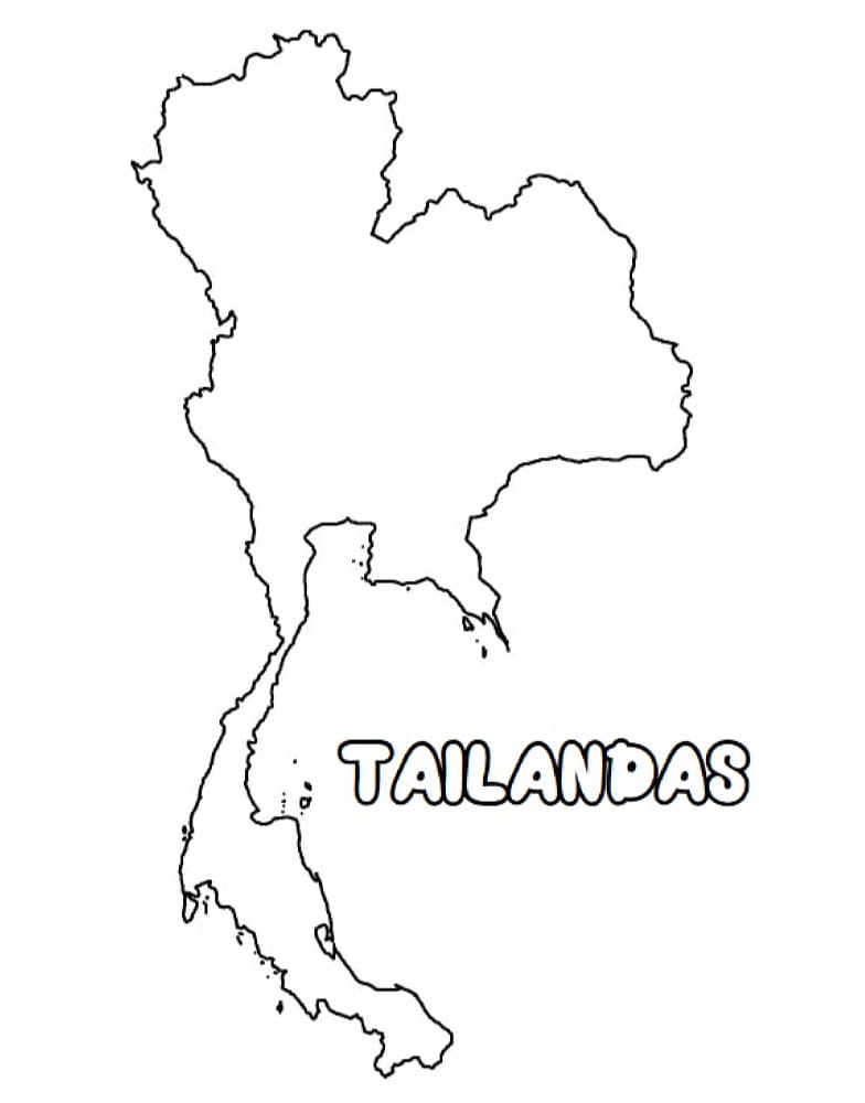 Mapa de Tailandia para colorear