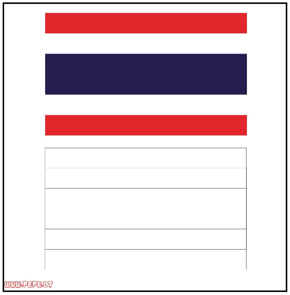 Bendera ya Thailand kwa rangi