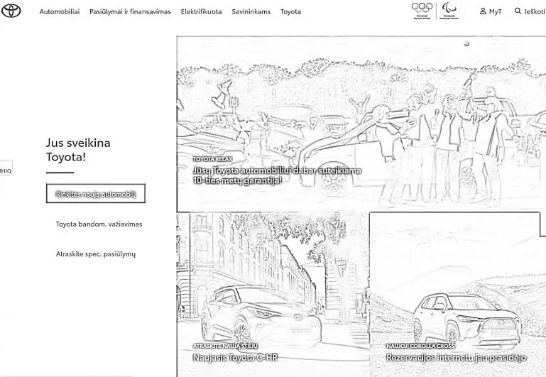 Розмальовка сайту Toyota