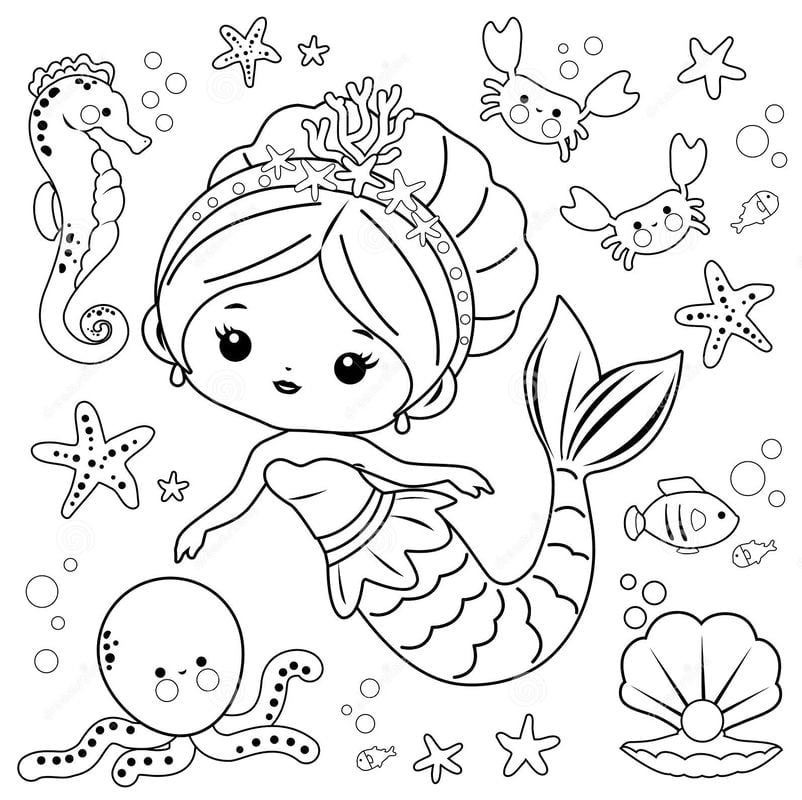 Sirène coloriage, sirène