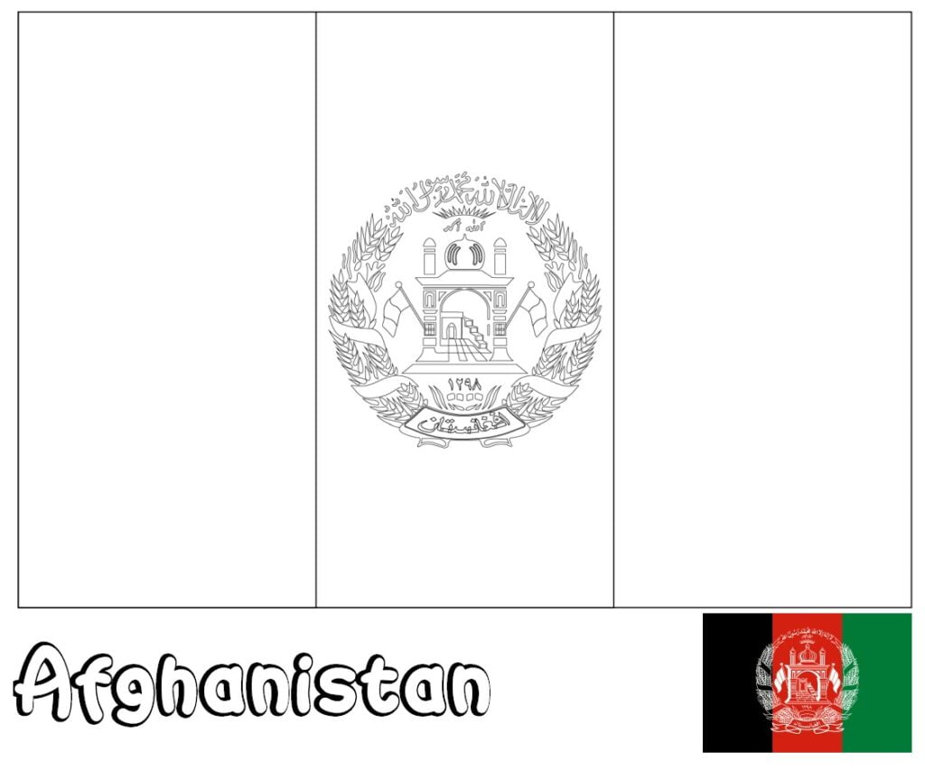 Bandeira do Afeganistão para colorir