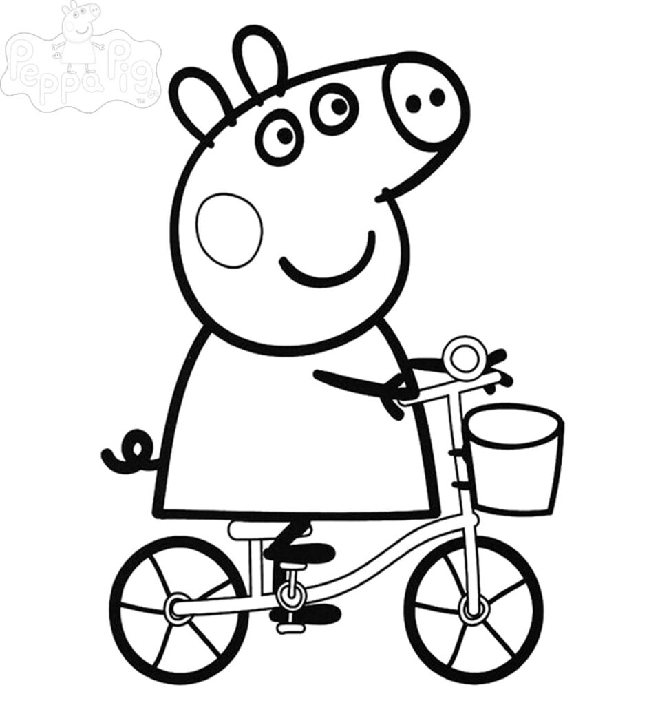 Peppa en la bicicleta para colorear