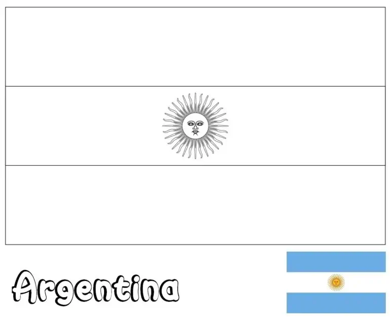Argentinos vėliava su gegužės saule Sol de Mayo spalvinti