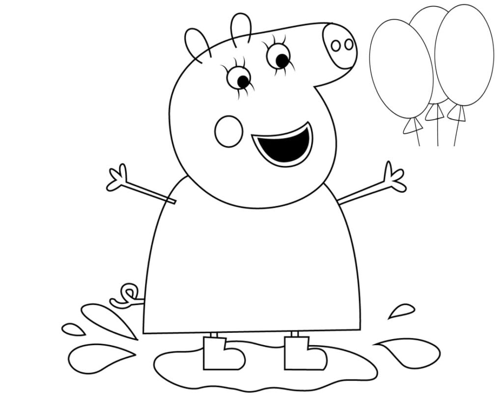 Peppa pig en partitura, dibujo para colorear