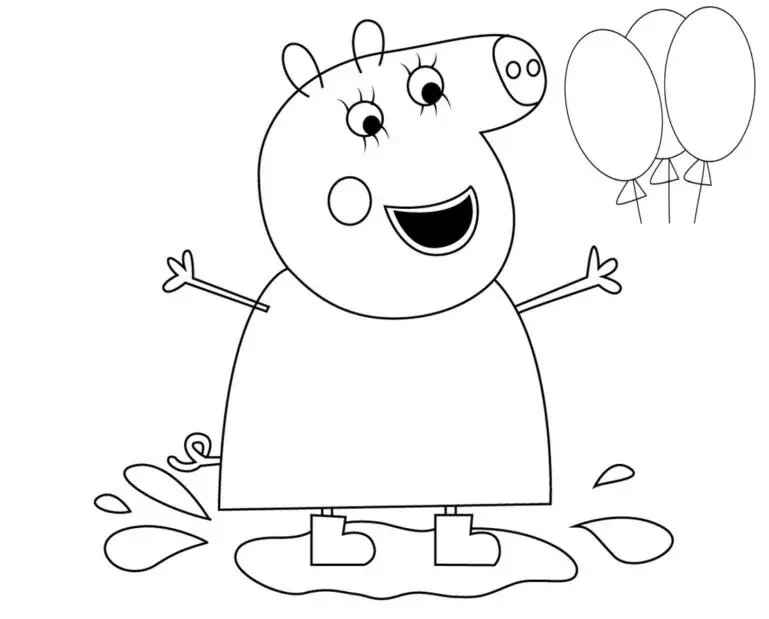 수영장의 Peppa pig, 어린이를 위한 색칠공부