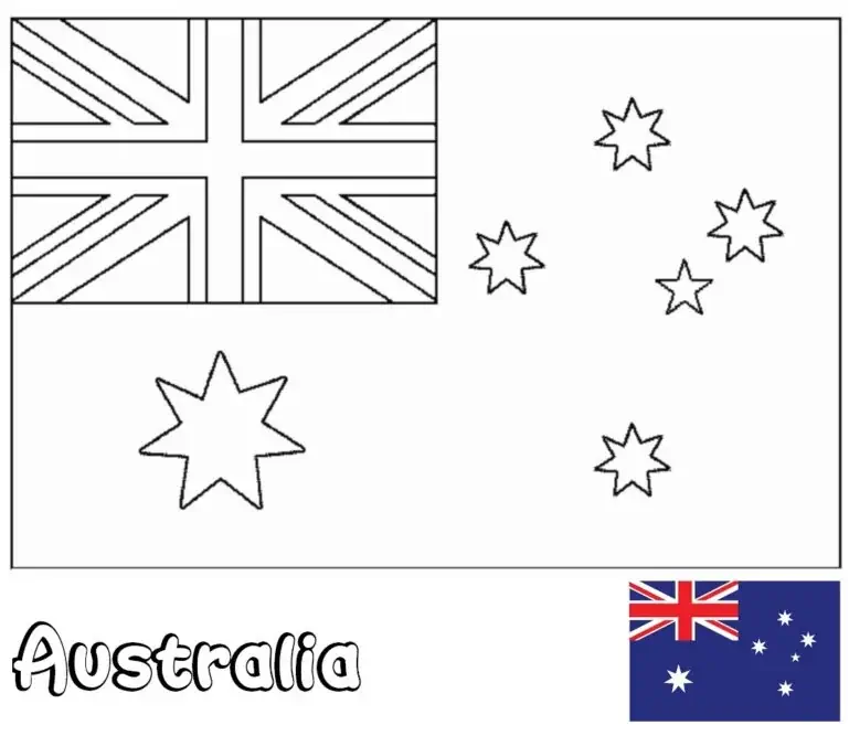 Australijos vėliava su Sandraugos žvaigžde spalvinimui