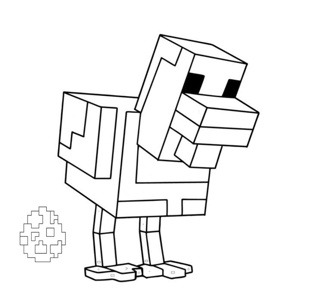 Poulet Ayam minecraft et œuf coloriages