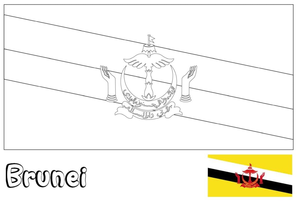 Bendera Brunei untuk mewarnai, Brunei