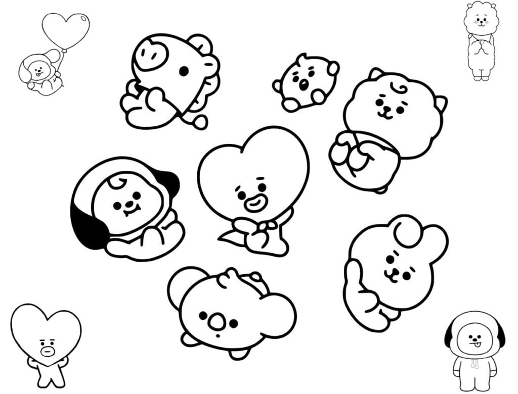 BT 21 animales para colorear