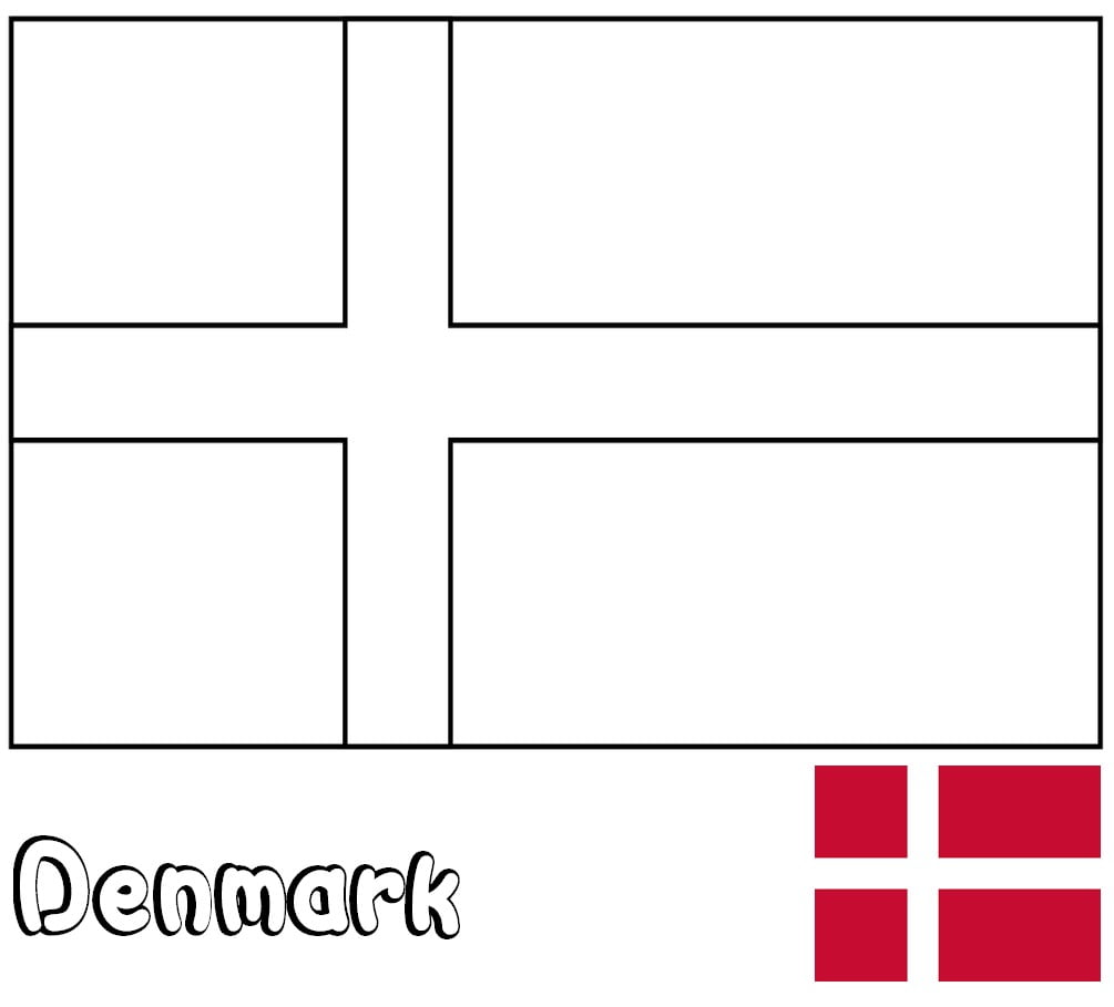 Dansk flag til farvelægning, Danmark