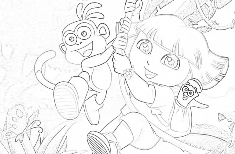 채색을 위한 숲속의 Dora