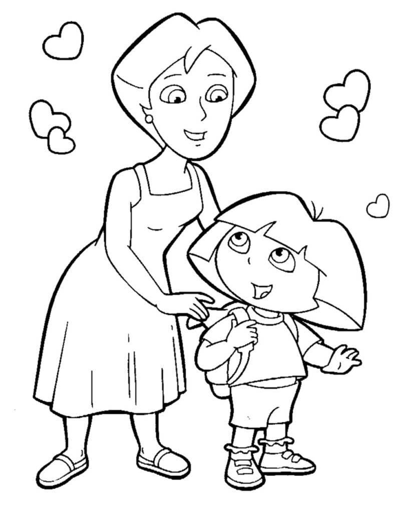 Dora med mor