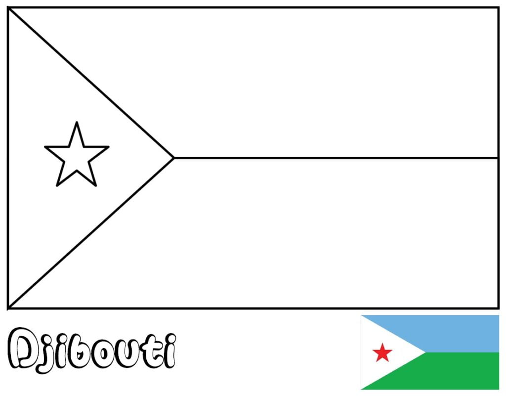 Fáni Djibouti til að lita, Djibouti