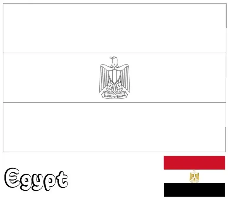 Egipto vėliava su Saladino ereliu piešinys spalvinti