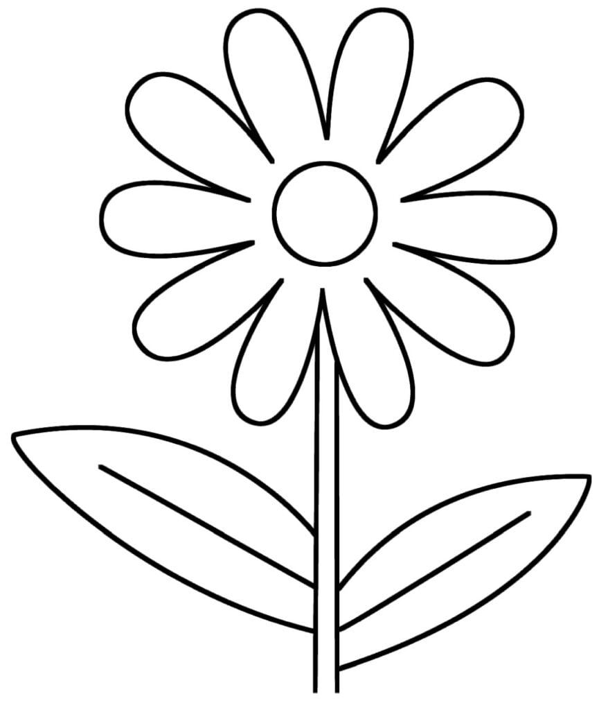 Yksinkertainen kukka, piirustus on värityskuvat varten