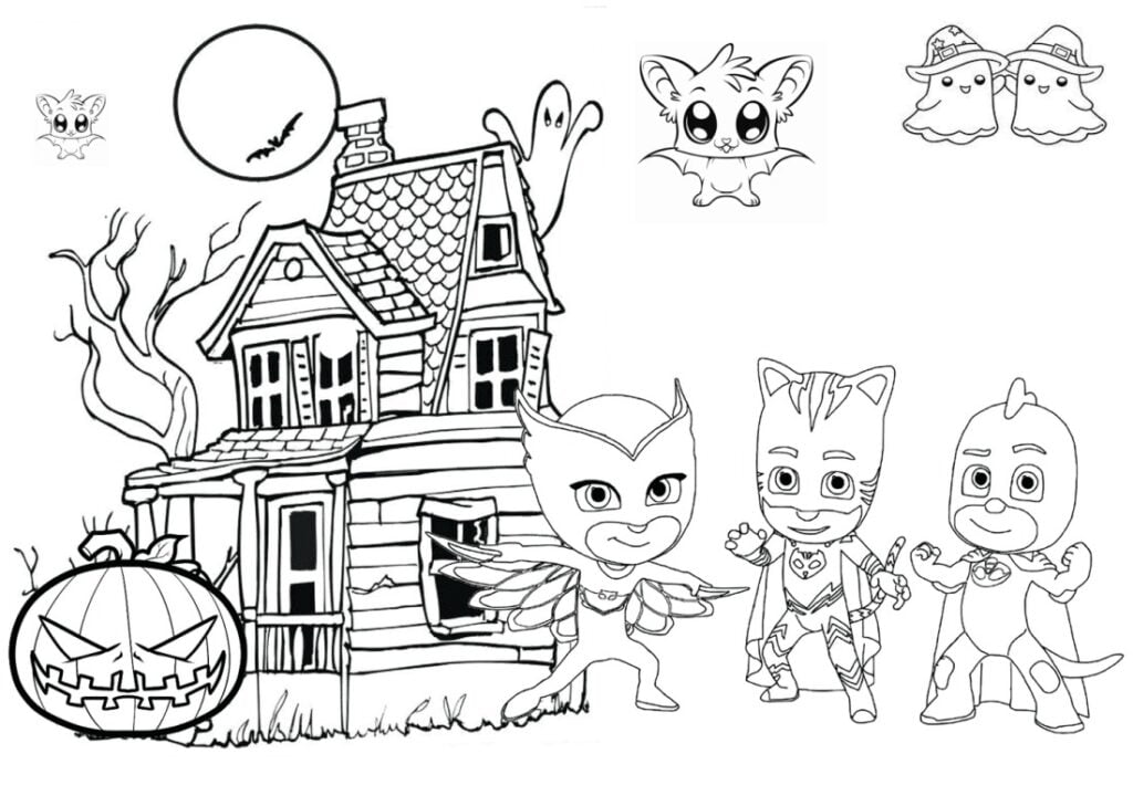 Masques PJ pour coloriages d'Halloween