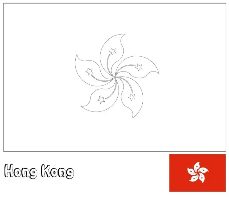 Honkongo vėliava su balta bauhinijos gėle raudoname fone