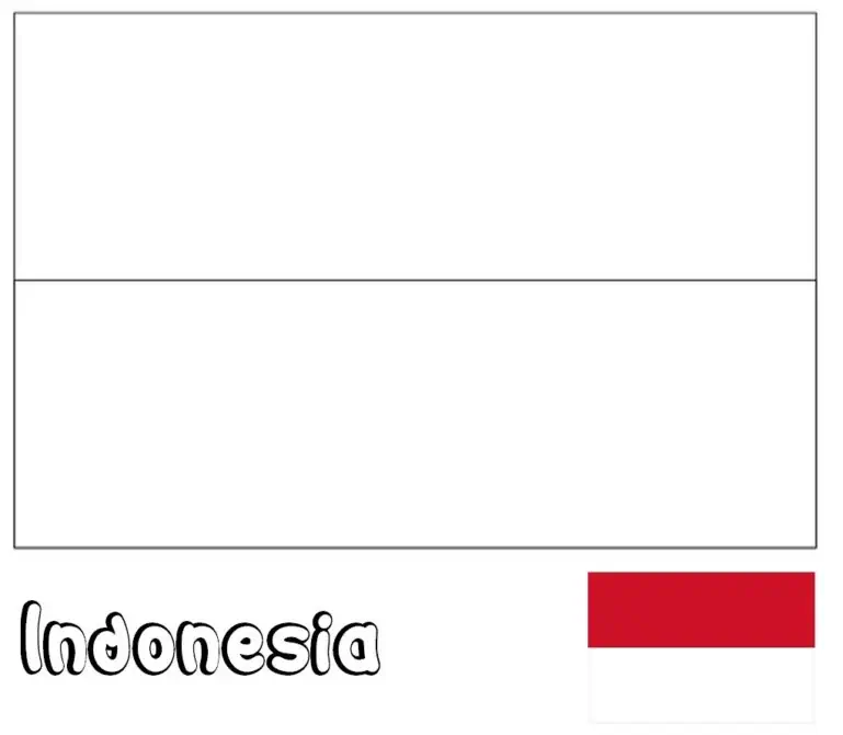 Indonezijos dvispalvė raudona ir balta vėliava spalvinti