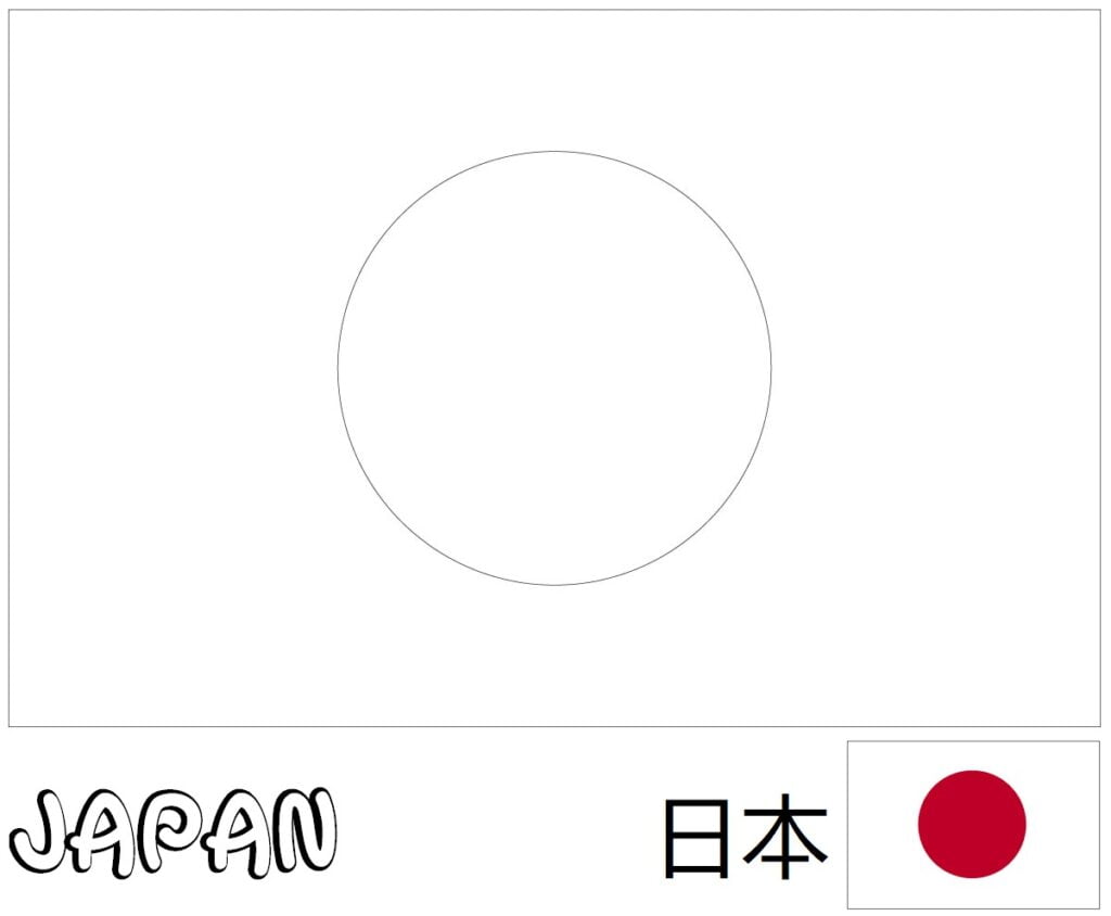 Bandera japonesa para colorear, Japón