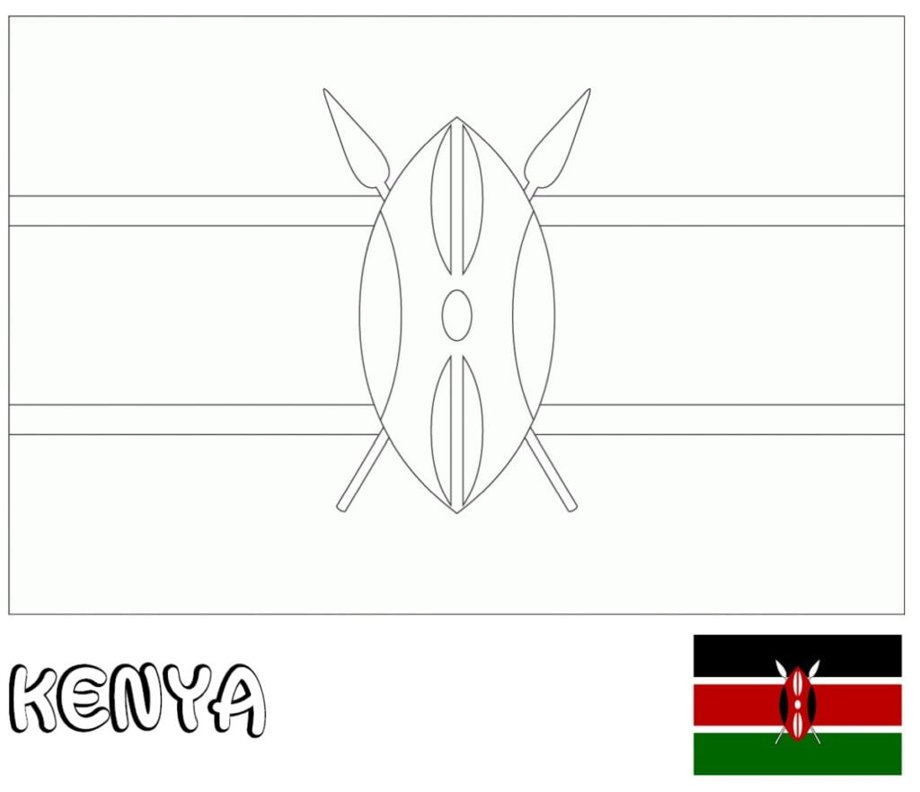 vlag van kenia om in te kleuren, kenia