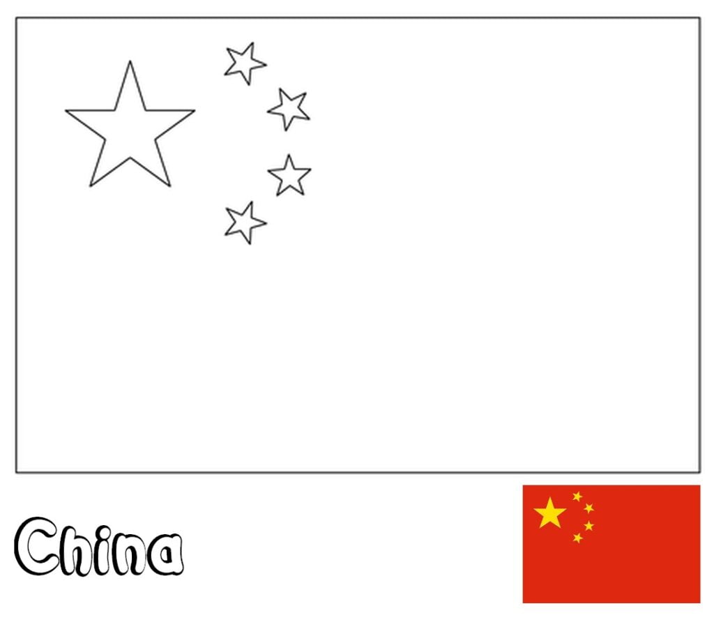 Bendera ya Uchina kwa kupaka rangi, Uchina