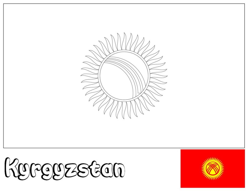 Kirgizijos vėliava spalvinimui, kirgizija