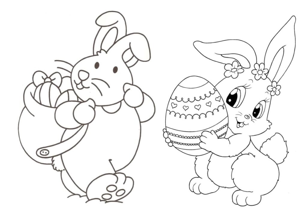 Velikonoční zajíčci, kresby omalovánky