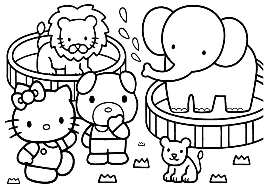 Hello Kitty draugai, piešiniai spalvinimui