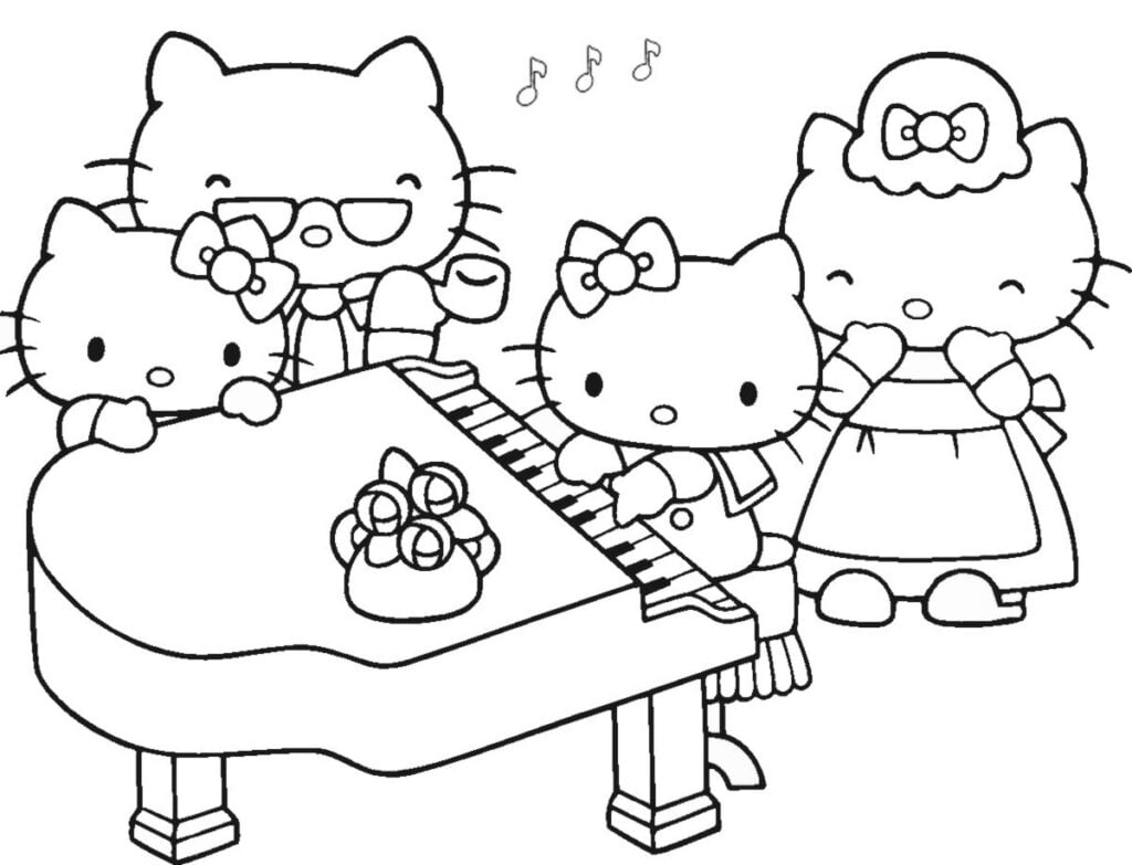 Hello Kitty soittaa pianoa